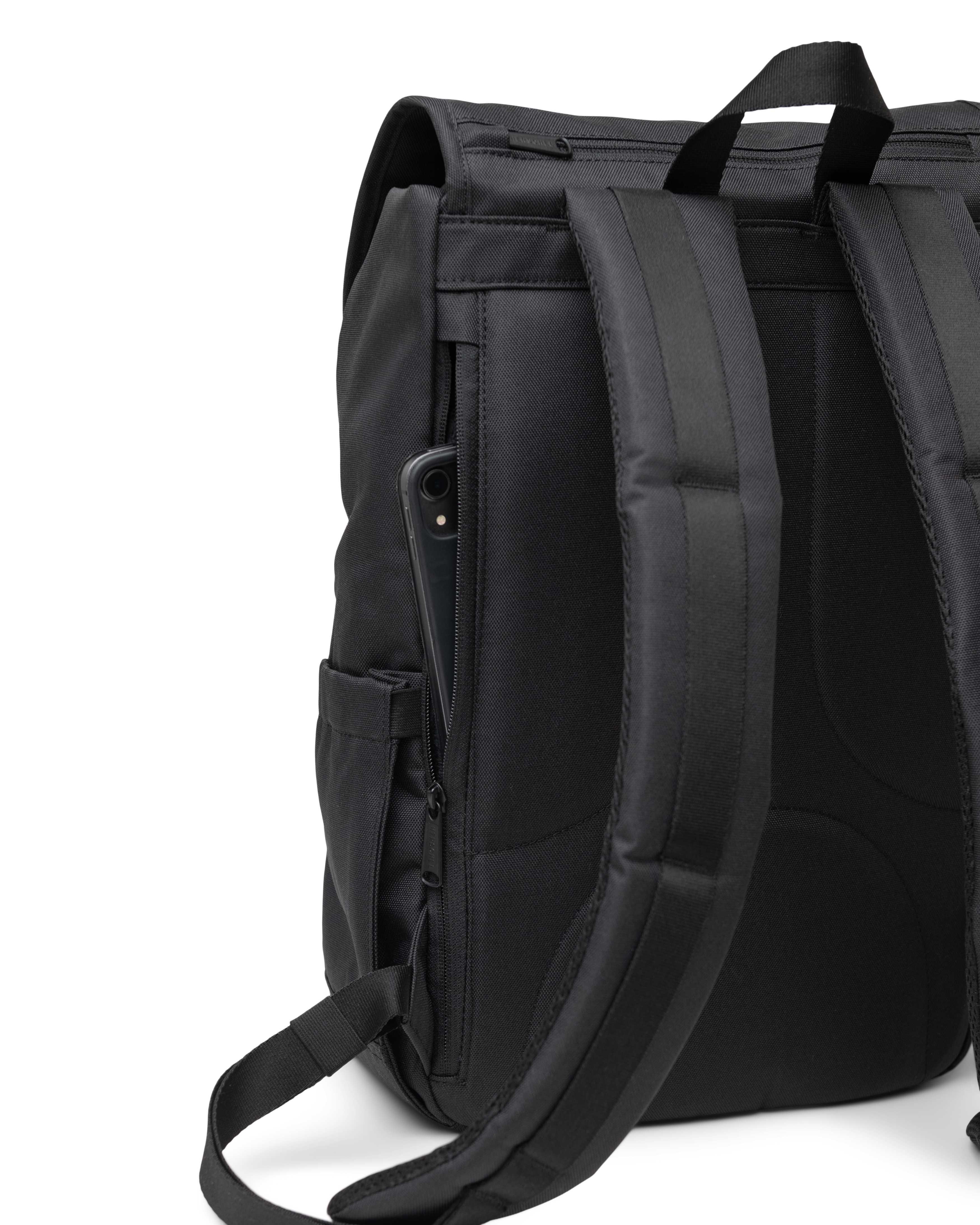 Herschel Supply Co. Little America Mid Backpack size guide chart comparing Standard 30L (19"x11.25"x7") and Mid-Volume 21L (17"x11"x5.25") dimensions.