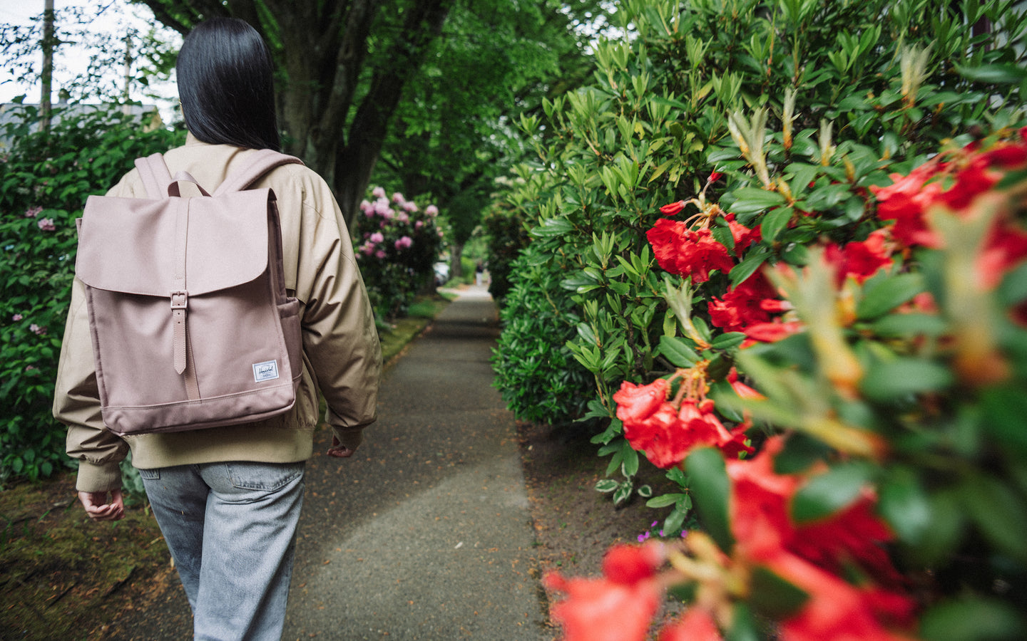 Herschel Supply Co. City Backpack in Ash Rose, featuring a minimalist everyday design with a single strap closure.